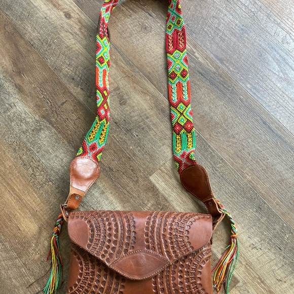 One of a kind leather purse with handmade strap from Mexico - Picture 8 of 8